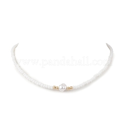 Collane di perle keshi in imitazione plastica e perline di vetro rotonde per le donne&nbsp;NJEW-JN05462