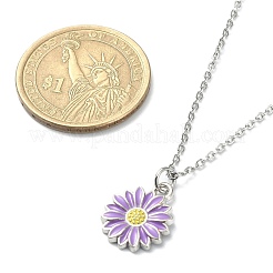 Collier pendentif tournesol en alliage émaillé avec chaînes en acier inoxydable 304&nbsp;NJEW-JN04412-02