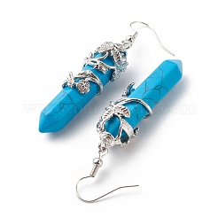 Proiettile turchese sintetico con orecchini pendenti a fiore&nbsp;EJEW-G300-02P-08