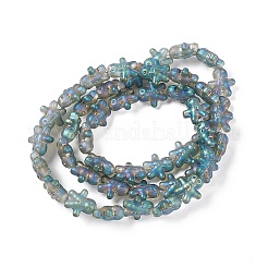 Perles de verre galvanoplastiques plaquées arc-en-ciel&nbsp;GLAA-P005-FR04