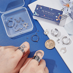 DIY-Set zur Herstellung von Manschettenring-Anhängern aus Edelstahl mit Stern-Mond-Motiv&nbsp;DIY-SC0026-17P