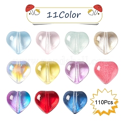 110 pz 11 colori perle di vetro verniciate a spruzzo trasparenti&nbsp;GGLA-YW0001-07