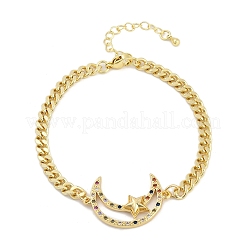 Messing Micro Pave klare Zirkonia Link Armbänder&nbsp;LS-BJEW-M050-03G-01