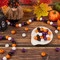 Halloween-Thema 5 Stränge sprühbemalte Naturholzperlenstränge&nbsp;WOOD-SP0001-02B