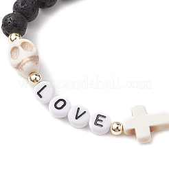 8 mm runde Stretch-Armbänder aus natürlichem Lavastein&nbsp;BJEW-JB10467-01