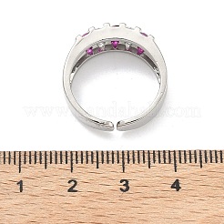 Anneaux ouverts de manchette en laiton à micro-pavé de zircone cubique&nbsp;RJEW-C158-04P