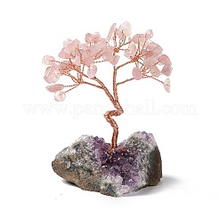 Decorazione dell'esposizione dell'albero di quarzo rosa naturale&nbsp;DJEW-G027-05RG-02