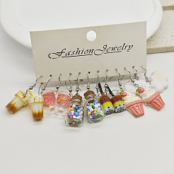 6 Set niedlicher Miniatur-Ohrhänger aus Kunstharz und Dessert-Lebensmitteln&nbsp;FS-WGC6E73-01