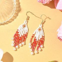 Pendientes colgantes de flecha con cuentas de vidrio de acero inoxidable 304&nbsp;EJEW-MZ00554