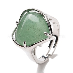 Verstellbarer Ring mit Edelsteinherzen&nbsp;RJEW-E265-01P