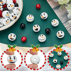 180 stücke 6 arten weihnachten schneemann druck holz europäischen perlen&nbsp;WOOD-PH0003-03B
