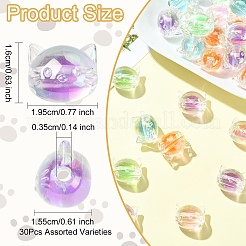 30 pz placcatura uv perline acriliche iridescenti arcobaleno&nbsp;OACR-YW0003-53