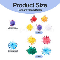200 Stück 2 Stile handgefertigte DIY-Puppenbastel-Pompon-Garn-Pompon-Bälle&nbsp;AJEW-TA0002-18