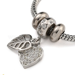 Braccialetti con maglie e ciondoli con micro pavé di zirconi in ottone&nbsp;BJEW-K261-10P