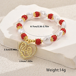 Braccialetti con ciondolo a forma di cuore in ottone micro pavé di zirconi cubici per la festa della mamma&nbsp;XO3109-4