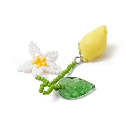2 Stück 2 Stile Harz & handgemachte Glasperlen Blume Zitrone große Anhänger&nbsp;PALLOY-MZ00771