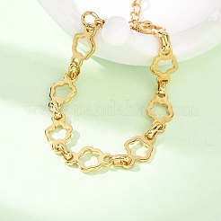 Bracelets à maillons floraux en acier inoxydable 304 pour femmes&nbsp;BJEW-F536-23G