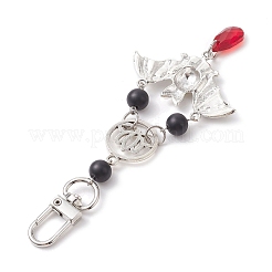 Décorations de pendentif chauve-souris et lotus en alliage d'halloween&nbsp;HJEW-TA00190