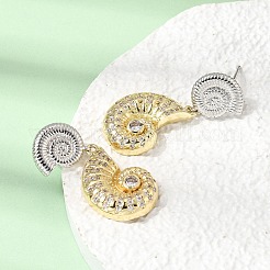 Boucles d'oreilles en laiton micro pavé de zircone cubique&nbsp;EJEW-G471-11GP-02