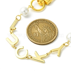 Catene estensori per borse con maglie portafortuna in ottone e perle di conchiglia&nbsp;FIND-JF00149-02