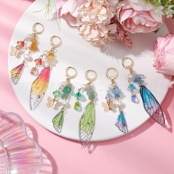 Natürliche grüne Aventurin & Aquamarin & Topas Jade Leverback Ohrringe&nbsp;EJEW-TA00591