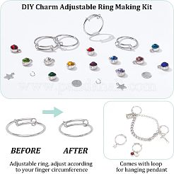 DIY-Set zur Herstellung verstellbarer Ringe mit Charms&nbsp;DIY-NB0009-99