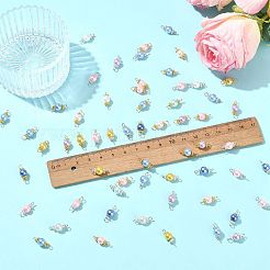 96 Stück 8 Farben Glasperlen-Anschluss-Charms&nbsp;PALLOY-FS00061
