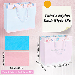 2 Stück 2 Farben Rechteckige Papiertüten mit Valentinstagsmotiv und Blumendruck und Seilgriff&nbsp;ABAG-SP0001-27