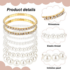 7 Stück 7 Stile Kunststoff Imitation Perle Runde Perlen Stretch-Armbänder Set&nbsp;BJEW-AN0001-36