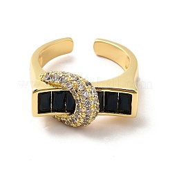 Rectangle de zircone cubique avec anneau de manchette ouvert lune&nbsp;RJEW-C041-06G-01