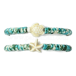 2 Stück Stretch-Armbänder aus synthetischen türkisfarbenen Perlen&nbsp;BJEW-JB11407