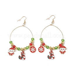 Weihnachtsthema Legierung Emaille Ohrringe baumeln&nbsp;LS-EJEW-B068-01G-03