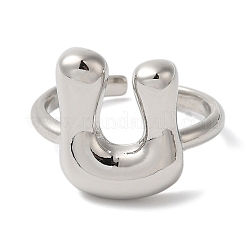 Bague manchette ouverte en laiton pour femme avec initiales&nbsp;RJEW-N046-02U-P