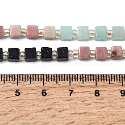 Brins de perles de pierre d'or bleue synthétique&nbsp;G-H333-03C