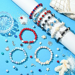 Kits de fabrication de bijoux en pierre de lave naturelle et perles de turquoise synthétiques et en verre&nbsp;DIY-YW0011-04