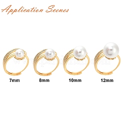 Einstellbare Fingerring-Einstellungen für Messing-Mikrokubikzirkonoxid&nbsp;KK-T062-63G-NF