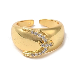 Anelli da donna aperti con micro pavé di zirconi cubici in ottone&nbsp;RJEW-G325-01A-G
