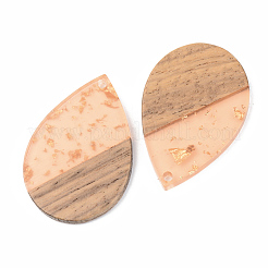 Colgantes de resina transparente y madera de nogal&nbsp;X-RESI-S389-037A-B