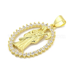 Placage de crémaillère en laiton micro pavé pendentifs en zircone cubique claire&nbsp;KK-B091-30G-04