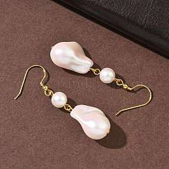 Boucles d'oreilles pendantes en acier inoxydable 304 galvanisé avec imitation de perles&nbsp;EJEW-Z129-18G
