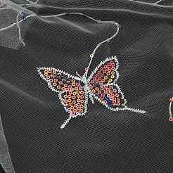 Tessuto in tulle a rete di poliestere con motivo a farfalla&nbsp;DIY-WH0308-319A