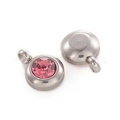 Trendige Originalfarbe 304 Edelstahl facettiert Klasse A Strass flache runde Charms Anhänger&nbsp;RB-N030-01F