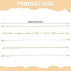 5 pz catene per graffette in ottone e perline acriliche imitate perla catena per berretto da baseball&nbsp;HJEW-YW00097