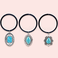 3 Stück 3 Stile Gummi & synthetische türkis elastische Haar-Accessoires&nbsp;AJEW-CY0001-75