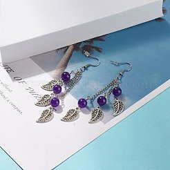 Natürliche Malaysische Jade-Perlen-Ohrringe&nbsp;EJEW-JE04823-05