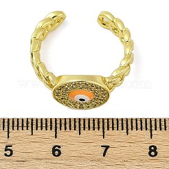Manschettenringe aus Messing mit Mikropflaster und klarem Zirkonia-Emaille für Damen&nbsp;RJEW-L113-030G