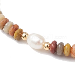 Rondelle di agata pazza naturale e braccialetti elasticizzati con perline&nbsp;BJEW-JB09918-05