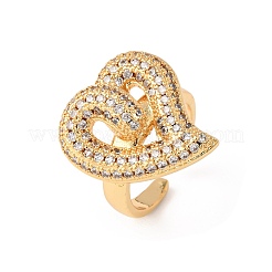Verstellbare Manschettenringe aus Messing mit Mikropflaster und Zirkonia für Damen&nbsp;RJEW-B139-08G-03