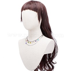 Conjunto de collares con abalorios de vidrio y moneda de flor de millefiori y perlas naturales para niñas y mujeres&nbsp;X1-NJEW-TA00014