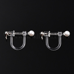 Convertisseur de boucle d'oreille clip en résine avec passants & perle imitation plastique abs&nbsp;STAS-T064-01P